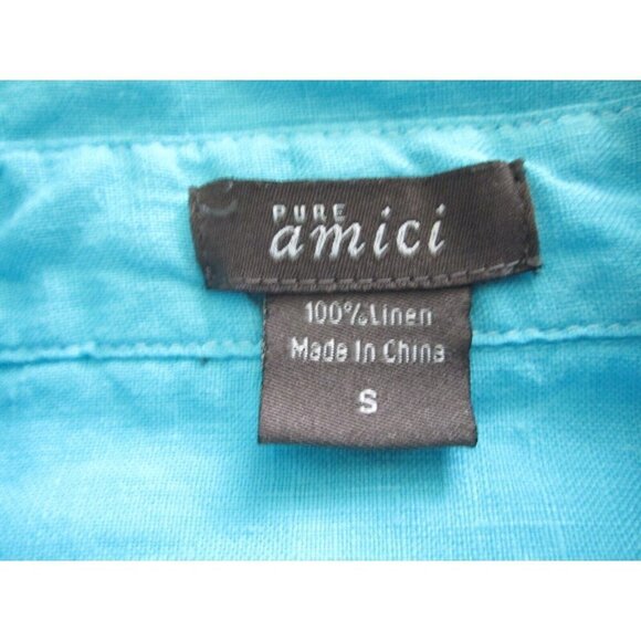 Women Pure Amici 100% Linen Button Long Sleeve Shirt Sz S (WB279) - Picture 2 of 10